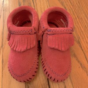 Pink Minnetonka Moccasins Toddler Size 2